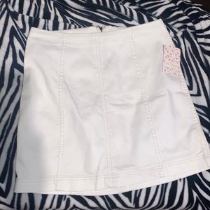 Free People white denim skirt